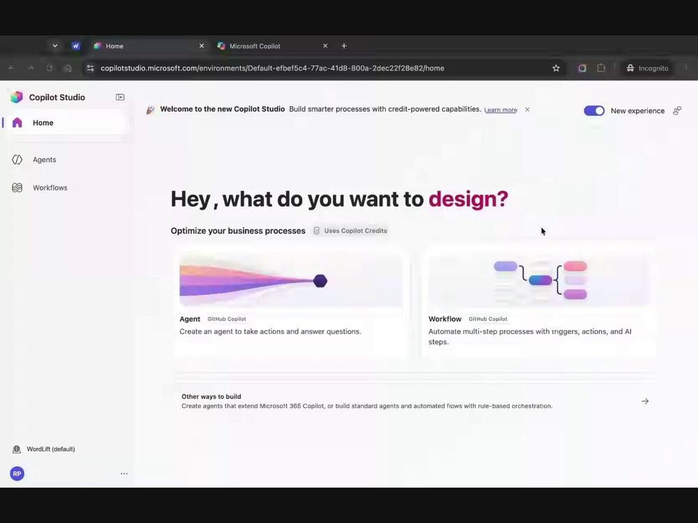 Microsoft Copilot Studio home page