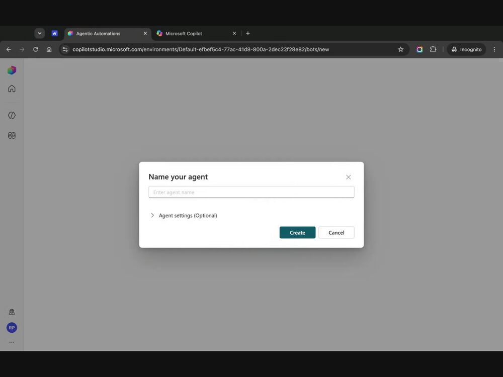 Naming the agent in Microsoft Copilot Studio