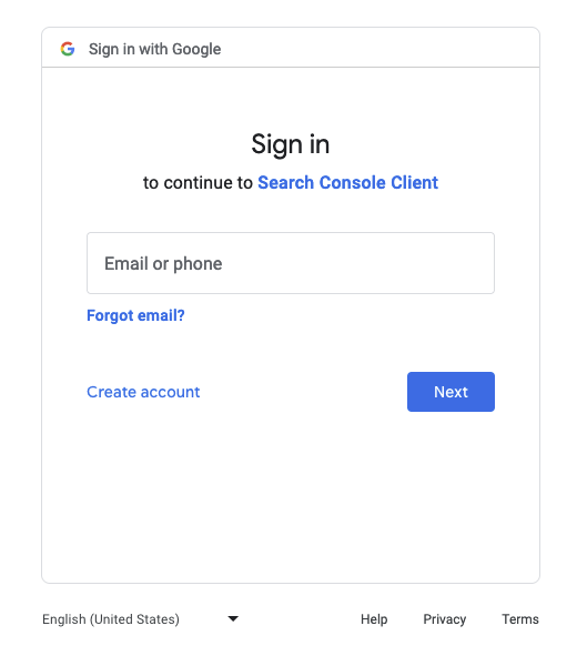 Authenticate with Google, by providing your email address